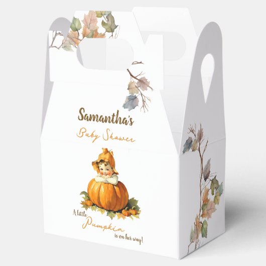 小さなかぼちゃの秋の女の子の赤ちゃんシャワー フェイバーボックス (オープン)