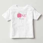 小さなかぼちゃの秋の淡いピンクの1歳の誕生日 トドラーTシャツ (正面)