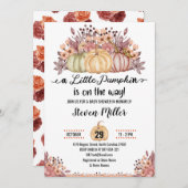 小さなかぼちゃの秋の秋花赤ちゃんシャワー 招待状 (正面/裏面)