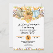 小さなかぼちゃの秋の秋花赤ちゃんシャワー 招待状 (正面)