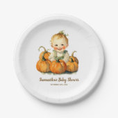 小さなかぼちゃの秋の秋赤ちゃんシャワー少年 ペーパープレート (正面)