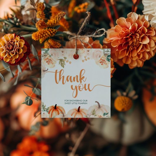 小さなかぼちゃの秋の秋赤ちゃんシャワー フェイバータグ
