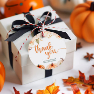 小さなかぼちゃの秋の秋赤ちゃんシャワー フェイバータグ