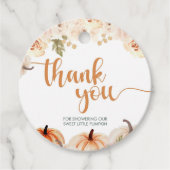 小さなかぼちゃの秋の秋赤ちゃんシャワー フェイバータグ (正面)