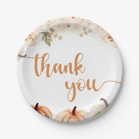 小さなかぼちゃの秋の秋赤ちゃんシャワー ペーパープレート (正面)