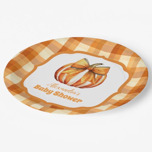 小さなかぼちゃの秋の秋赤ちゃんシャワー ペーパープレート (アングル)