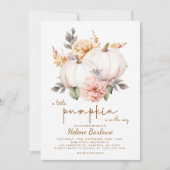 小さなかぼちゃの秋の秋赤ちゃんシャワー 招待状 (正面)