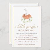 小さなかぼちゃの秋の秋赤ちゃんシャワー 招待状 (正面/裏面)