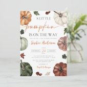 小さなかぼちゃの秋の秋赤ちゃんシャワー 招待状 (スタンド正面)