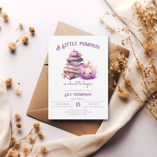 小さなかぼちゃの秋の秋赤ちゃんシャワー 招待状