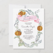 小さなかぼちゃの秋の紅葉赤ちゃんシャワー 招待状 (正面)