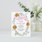 小さなかぼちゃの秋の紅葉赤ちゃんシャワー 招待状 (スタンド正面)