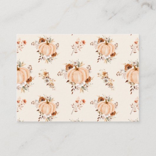 小さなかぼちゃの秋の赤ちゃんシャワー本ベビー エンクロージャーカード (裏面)