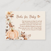 小さなかぼちゃの秋の赤ちゃんシャワー本ベビー エンクロージャーカード (正面)