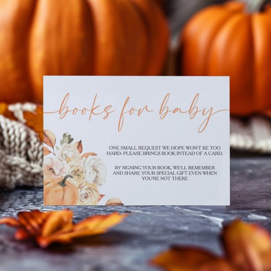 小さなかぼちゃの秋の赤ちゃんシャワー本ベビー エンクロージャーカード
