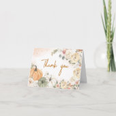 小さなかぼちゃの秋の赤ちゃんシャワー サンキューカード (正面)