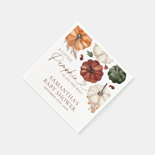 小さなかぼちゃの秋の赤ちゃんシャワー スタンダードカクテルナプキン (角)