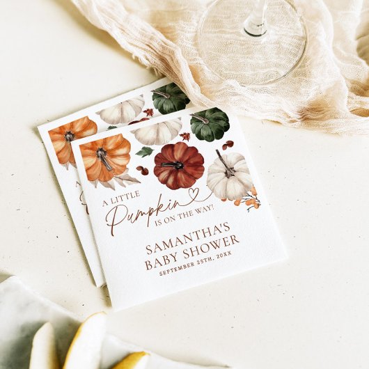 小さなかぼちゃの秋の赤ちゃんシャワー スタンダードカクテルナプキン