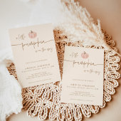 小さなかぼちゃの秋の赤ちゃんシャワー、ピンクの赤ちゃん女の子 招待状