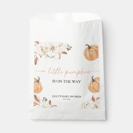 小さなかぼちゃの秋の赤ちゃんシャワー フェイバーバッグ (正面)
