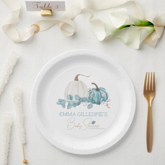 小さなかぼちゃの秋の赤ちゃんシャワー ペーパープレート (ウェディング)