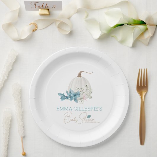 小さなかぼちゃの秋の赤ちゃんシャワー ペーパープレート (ウェディング)