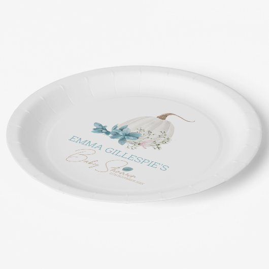 小さなかぼちゃの秋の赤ちゃんシャワー ペーパープレート (アングル)