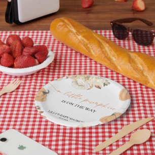 小さなかぼちゃの秋の赤ちゃんシャワー ペーパープレート