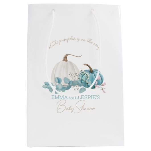 小さなかぼちゃの秋の赤ちゃんシャワー ミディアムペーパーバッグ (正面)