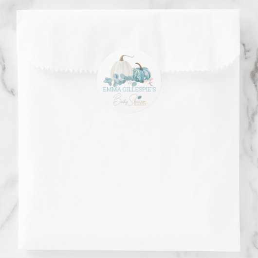 小さなかぼちゃの秋の赤ちゃんシャワー ラウンドシール (バッグ)