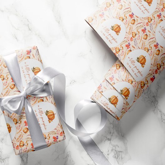 小さなかぼちゃの秋の赤ちゃんシャワー ラッピングペーパー