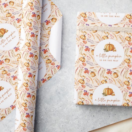 小さなかぼちゃの秋の赤ちゃんシャワー ラッピングペーパー