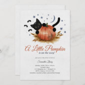 小さなかぼちゃの秋の赤ちゃんシャワー 招待状 (正面/裏面)