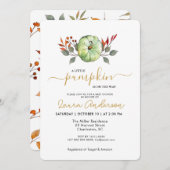 小さなかぼちゃの秋の赤ちゃんシャワー 招待状 (正面/裏面)