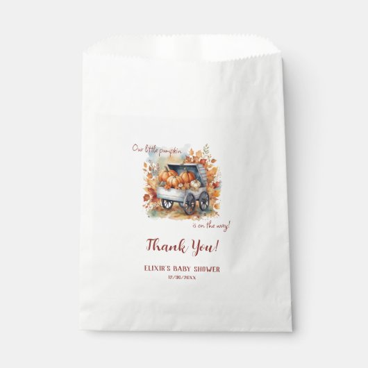 小さなかぼちゃの秋の赤ちゃんシャワー |男女兼用 | フェイバーバッグ (正面)