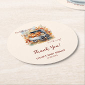 小さなかぼちゃの秋の赤ちゃんシャワー |男女兼用 | ラウンドペーパーコースター (アングル)