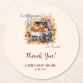 小さなかぼちゃの秋の赤ちゃんシャワー |男女兼用 | ラウンドペーパーコースター (正面)