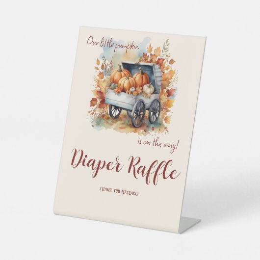 小さなかぼちゃの秋の赤ちゃんシャワー |男女兼用 | 台座サイン (正面)