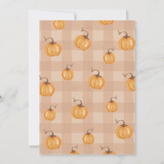 小さなかぼちゃの秋の赤ちゃんシャワー |男女兼用 | 招待状 (裏面)