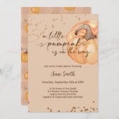 小さなかぼちゃの秋の赤ちゃんシャワー |男女兼用 | 招待状 (正面/裏面)