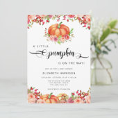 小さなかぼちゃの秋の赤ちゃんシャワー |男女兼用 | 招待状 (スタンド正面)