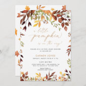 小さなかぼちゃの秋の赤ちゃんシャワー |男女兼用 | 招待状 (正面/裏面)