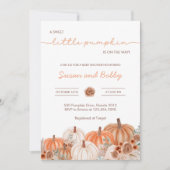 小さなかぼちゃの秋の赤ちゃんシャワー |男女兼用 | 招待状 (正面)