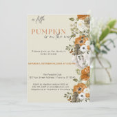 小さなかぼちゃの秋の赤ちゃんシャワー |男女兼用 | 招待状 (スタンド正面)