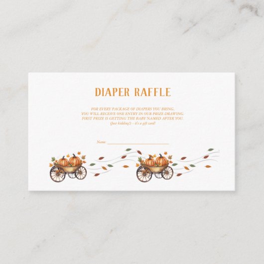 小さなかぼちゃの秋の赤ちゃん男女兼用シャワー エンクロージャーカード (正面)