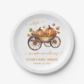 小さなかぼちゃの秋の赤ちゃん男女兼用シャワー ペーパープレート (正面)