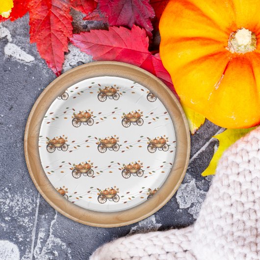 小さなかぼちゃの秋の赤ちゃん男女兼用シャワー ペーパープレート