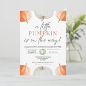 小さなかぼちゃの秋の赤ちゃん男女兼用シャワー 招待状 (スタンド正面)