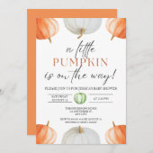 小さなかぼちゃの秋の赤ちゃん男女兼用シャワー 招待状 (正面/裏面)