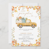 小さなかぼちゃの秋の赤ちゃん男女兼用シャワー 招待状 (正面)